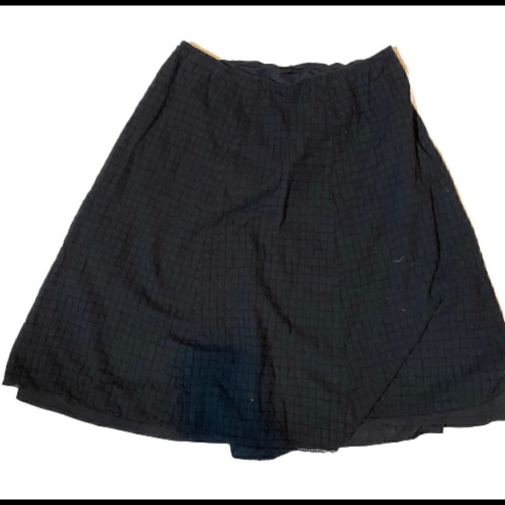 Eileen Fisher Black Checkered Aline Side Zip Skirt